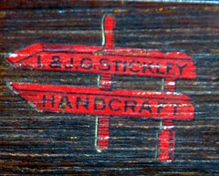 L.&J.G. Stickley signature "Handcraft" red decal circa 1906 to 1912.
